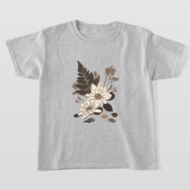 Camiseta Daisies y hojas - transparentes en crema. (Distribución)