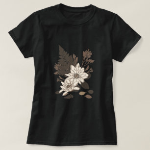 Camiseta Daisies y hojas - transparentes en crema.