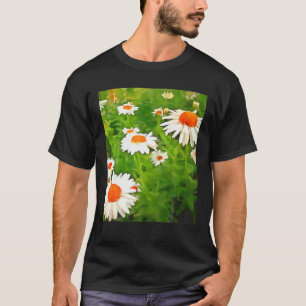 Camiseta Daisitas Artísticas De Jardín Blanco Luminoso Y Co