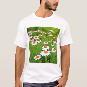 Camiseta Daisitas de los Jardínes Blancos Brillantes y Colo
