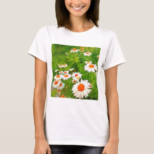 Camiseta Daisitas de los Jardínes Blancos Brillantes y Colo