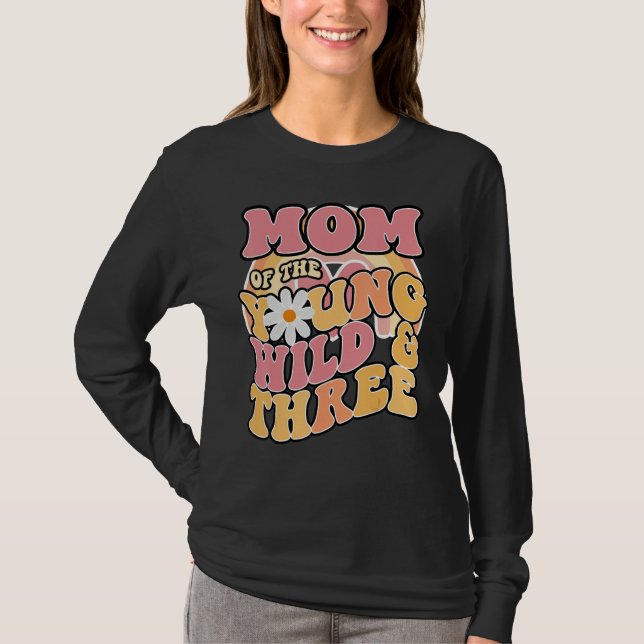 Camiseta Daisy Birthday Mom Young Wild & 3 Boho 3er cumplea (Anverso)