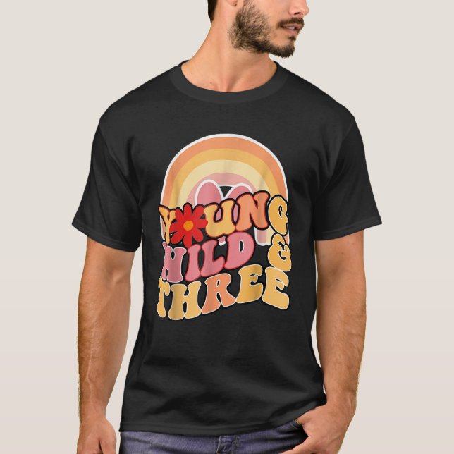 Camiseta Daisy Birthday Young Wild 3 Boho 3er cumpleaños Ma (Anverso)