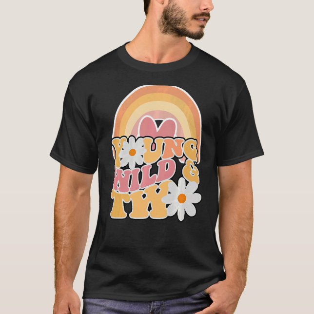 Camiseta Daisy Birthday Young Wild y 2 Boho 2º cumpleaños G (Anverso)