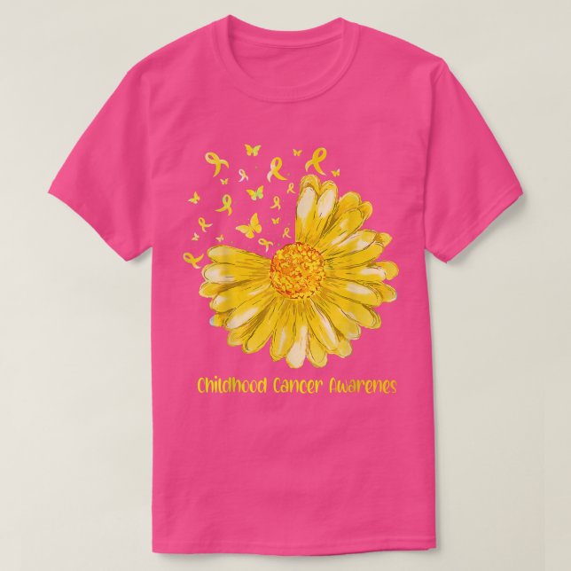 Camiseta Daisy Butterfly Gold Cinta de Cáncer Infantil Cons (Diseño del anverso)