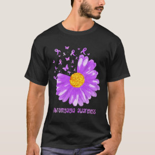 Camiseta Daisy Butterfly Púrpura Cinta Fibromialgia Awarene