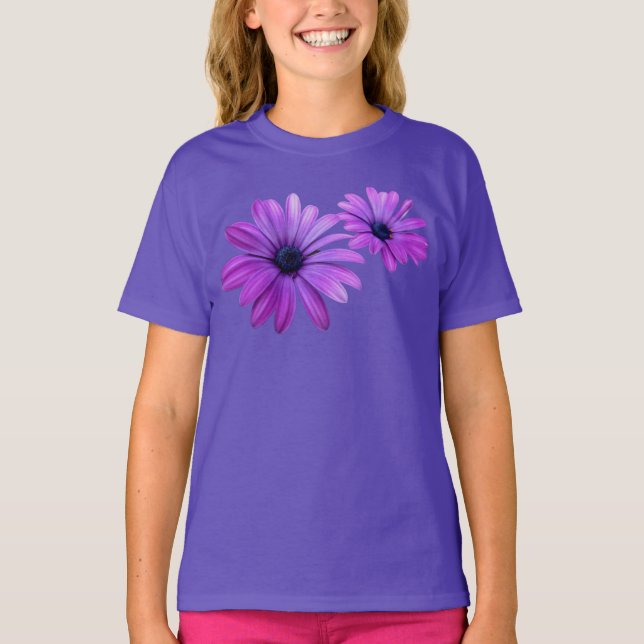 Camiseta Daisy chica Camiseta Orgánica de Flor Púr (Anverso)