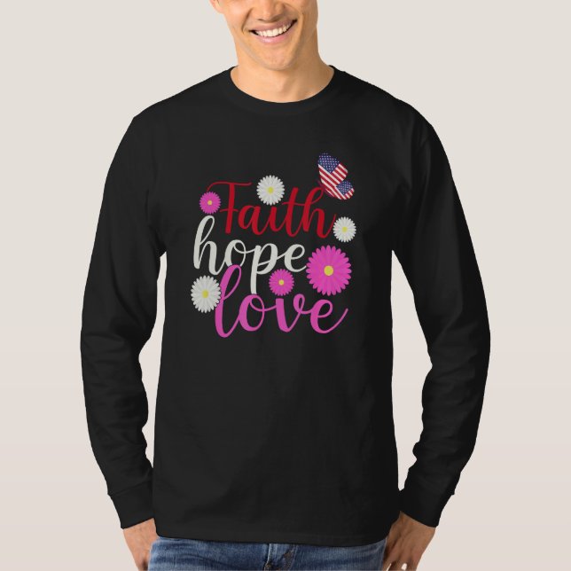 Camiseta Daisy Christians God 4th Of July Faith Hope Love B (Anverso)