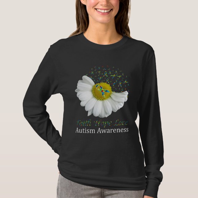 Camiseta Daisy Faith Hope Love Autism Awareness (Anverso)