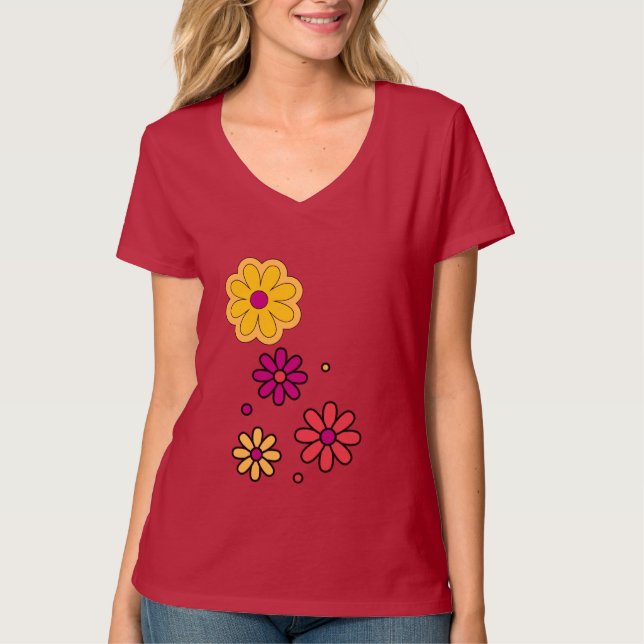 Camiseta Daisy Floral de verano femenino (Anverso)