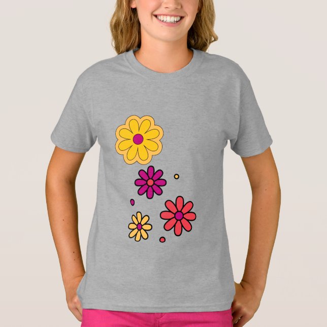 Camiseta Daisy Floral de verano femenino (Anverso)