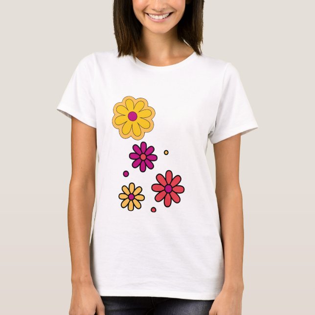 Camiseta Daisy Floral de verano femenino (Anverso)