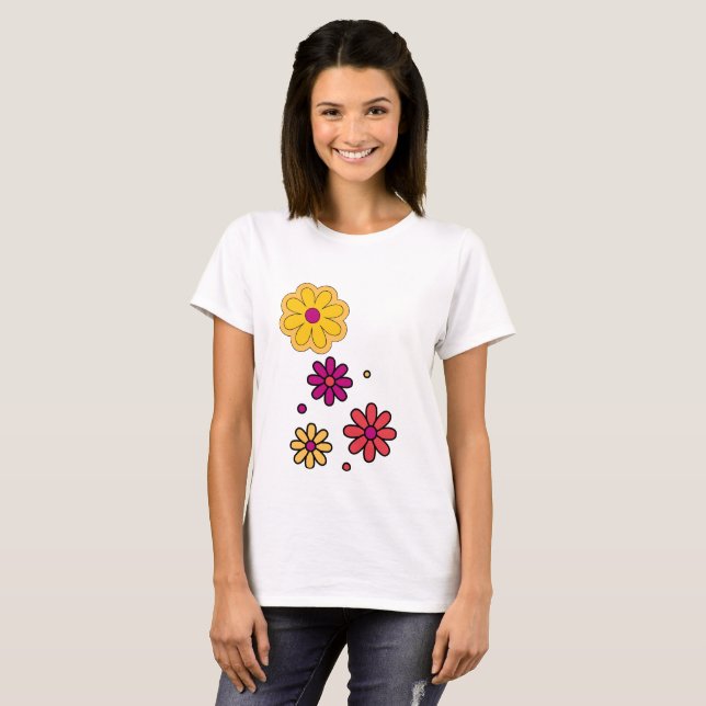 Camiseta Daisy Floral de verano femenino (Anverso completo)