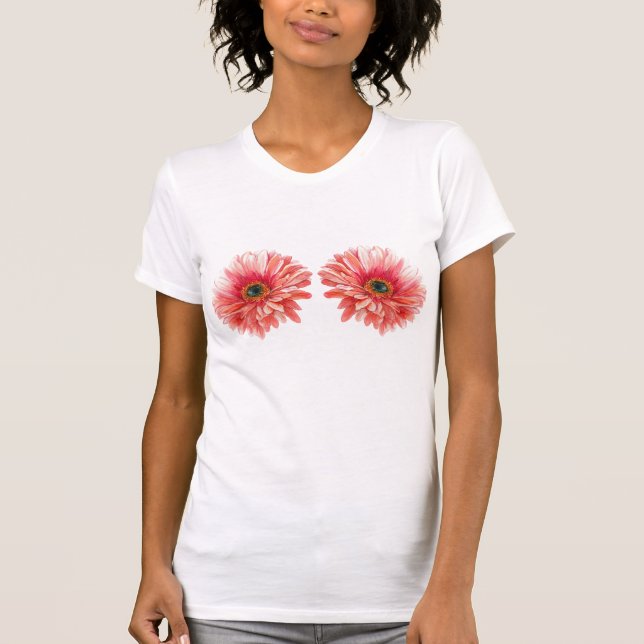 Camiseta DAISY FLOWER beautiful watercolor daisies pink  (Anverso)