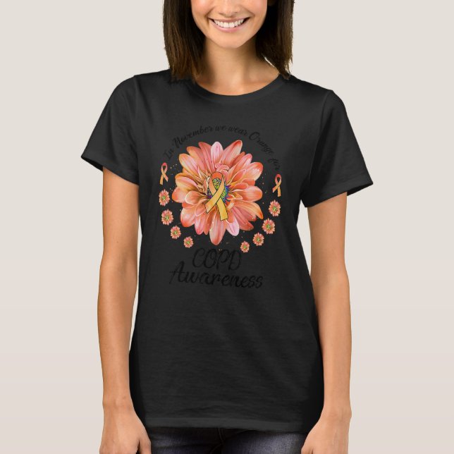 Camiseta Daisy Flower In November We Wear Orange For COPD A (Anverso)