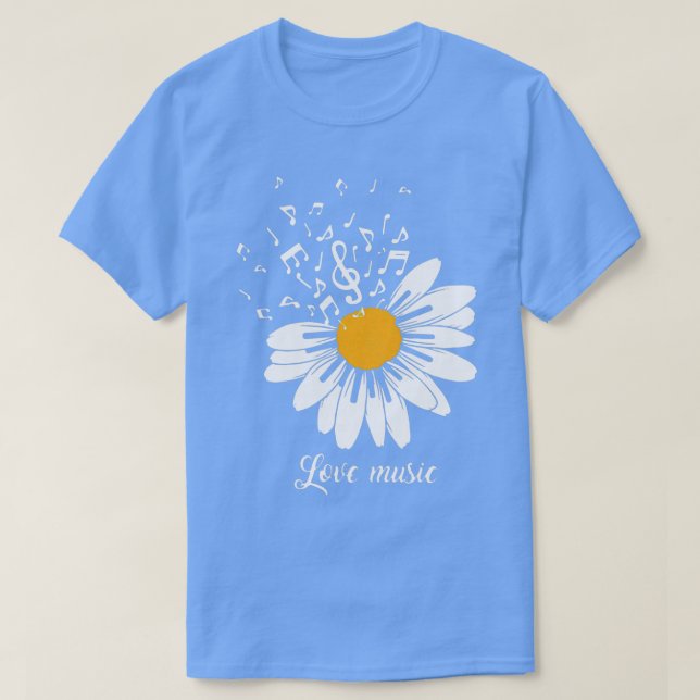 Camiseta Daisy Flower Love Música Piano Flores Petales Músi (Diseño del anverso)