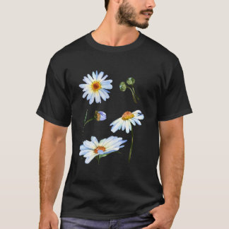 Camiseta Daisy Flower Motif For Botanical Sketch Floral