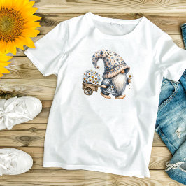 Camiseta Daisy Flowers Gnome Wheel Barrel Garden