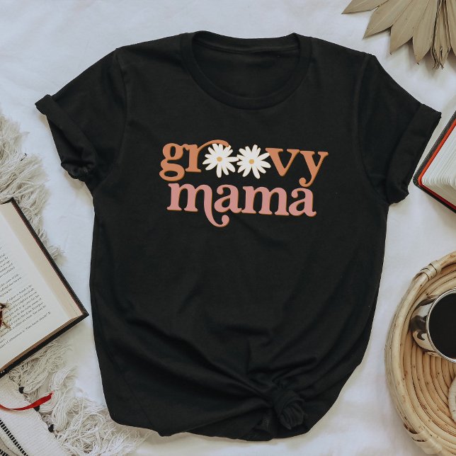 Camiseta Daisy Groovy Mama Naranja Rosa Retro (Subido por el creador)