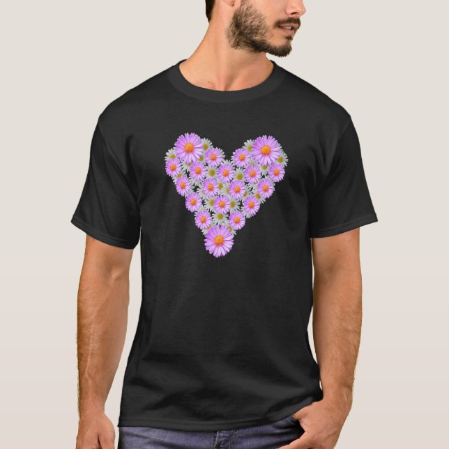 Camiseta Daisy Heart Daisy Flower Pink Floral Pattern (Anverso)