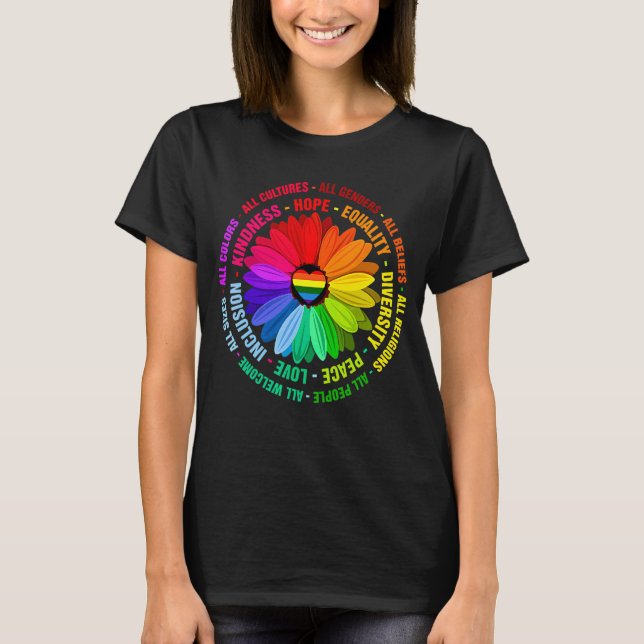 Camiseta Daisy Kindness Peace Equality Love Inclusion Hope (Anverso)