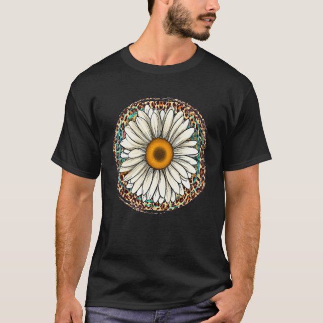 Camiseta Daisy Leopard Flower Western Southern Hippy Boho G (Anverso)