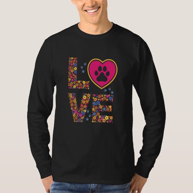Camiseta Daisy LOVE Letters Animal Paw Prints (Anverso)