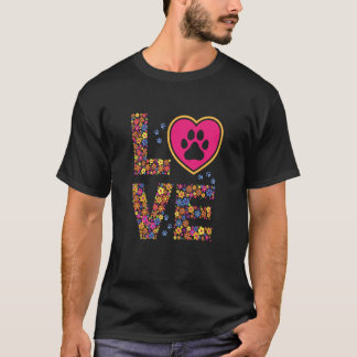 Camiseta Daisy LOVE Letters Animal Paw Prints