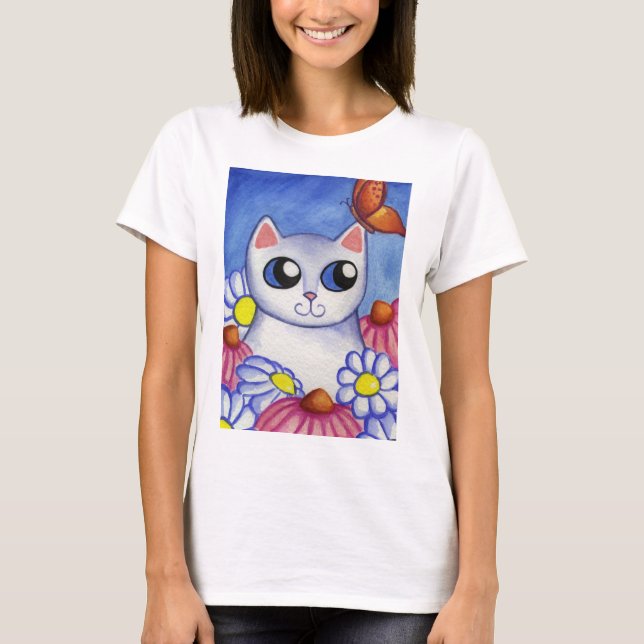 Camiseta Daisy para gato blanco (Anverso)