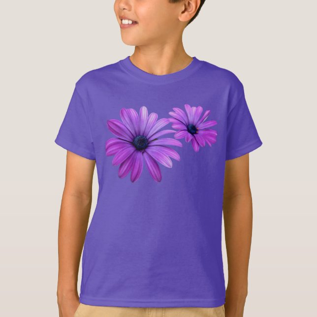 Camiseta Daisy para niños camiseta de flores púrpu (Anverso)