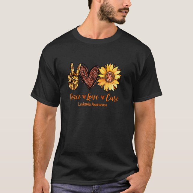 Camiseta Daisy Peace Love Cure Leukemia Conciencia (Anverso)