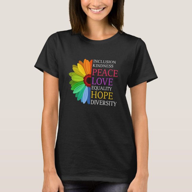 Camiseta Daisy Peace Love Equality Diversity Derechos Human (Anverso)