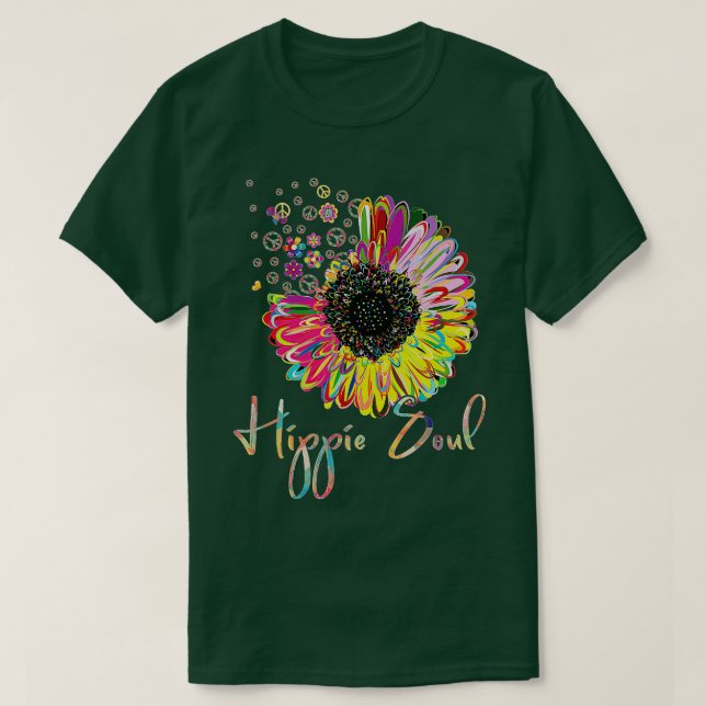 Camiseta Daisy Peace Sign LOVE Hippie Soul Flower Lovers 60 (Diseño del anverso)