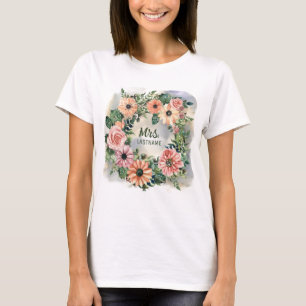 Camiseta Daisy Rosa Acuarela Sr. + Sra. Recién Casados