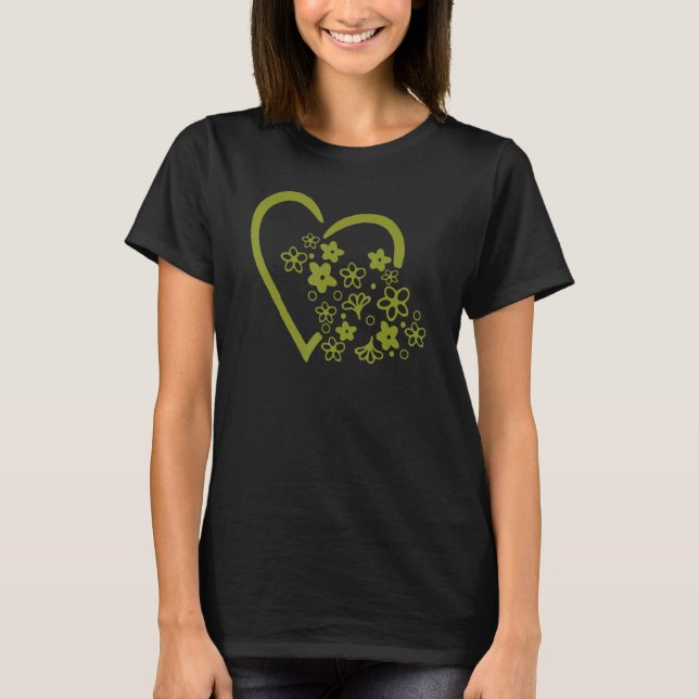 Camiseta Daisy Spring Blossom Heart Vintage Pyrex Green (Anverso)