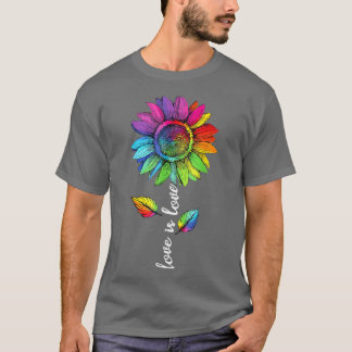 Camiseta Daisy Sunflower LGBT Rainbow Love Is Love Gay Lesb