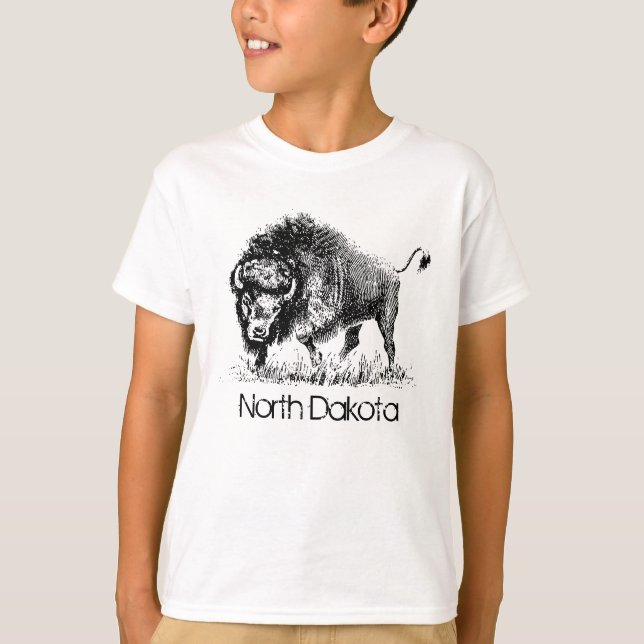 Camiseta Dakota del Norte con el bisonte estadounidense T-S (Anverso)