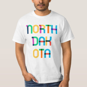 Camiseta Dakota del Norte Vintage Retro Pop Art Colorido 80