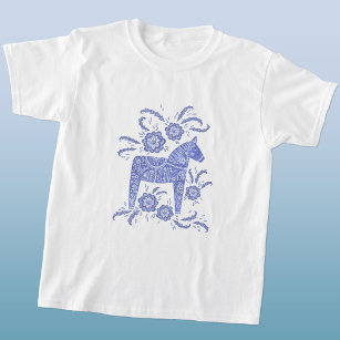 Camiseta Dala Horse Blue Viking