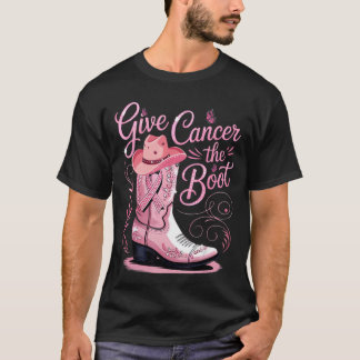 Camiseta Dale la Bota al Cáncer de Seno Pink Ribbon Western