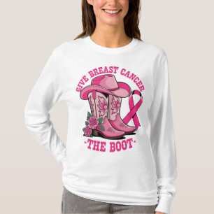 Camiseta Dale la Bota al Cáncer de Seno Sombrero Botas de V