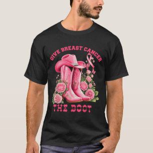 Camiseta Dale la Bota al Cáncer de Seno Vaquera Cinta Rosa