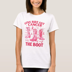 Camiseta Dale la Bota al Cáncer de Seno Western Pink Ribbon