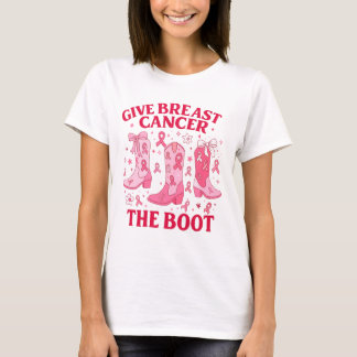 Camiseta Dale la Bota al Cáncer de Seno Western Pink Ribbon