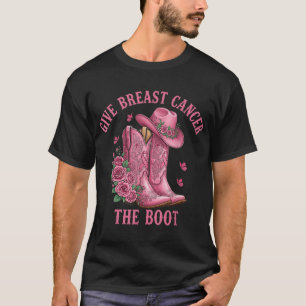 Camiseta Dale La Patada Al Cáncer De Mama Vaquera Cáncer
