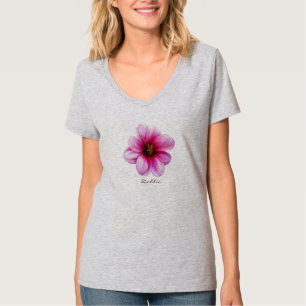 Camiseta Dalia rosada de la flor con el texto todos los