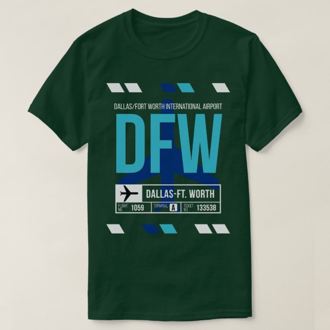 Camiseta Dallas Ft Worth DFW Código de equipaje del aeropue (Diseño del anverso)