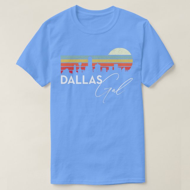 Camiseta Dallas Gal Retro Sunset City Skyline Souvenir (Diseño del anverso)
