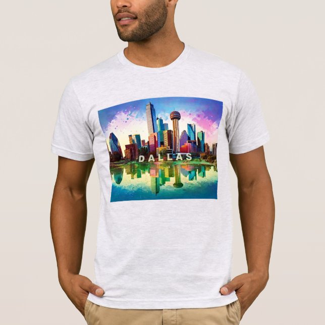 Camiseta Dallas Skyline Graffiti Art (Anverso)