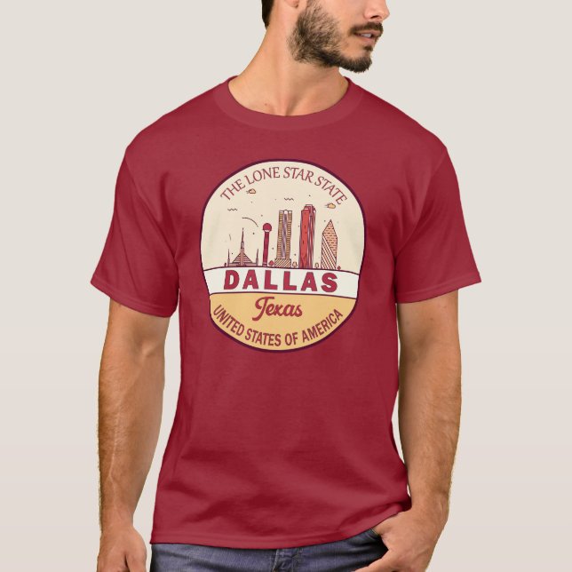 Camiseta Dallas Texas City Skyline Emblem (Anverso)